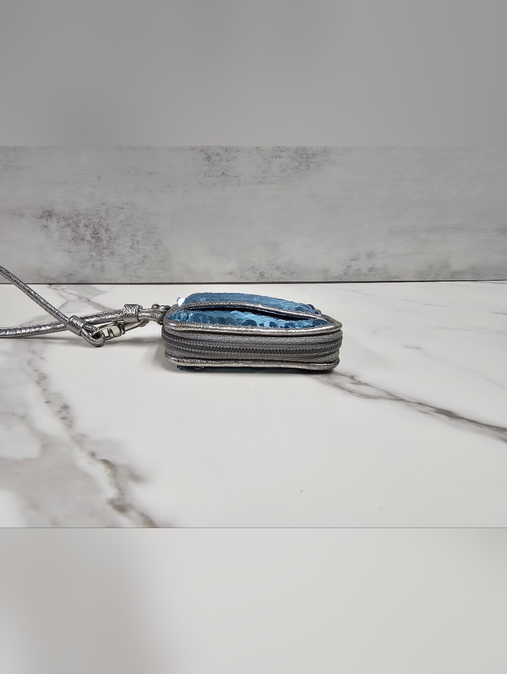 Coach Poppy Special Edition Blue Sequin Wristlet - Picture 3 of 9